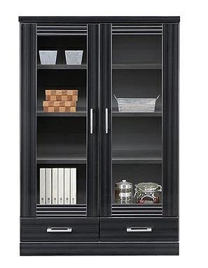 家具 本棚 書棚 幅80cm モダンデザイン ミドル 低め【ブラック】