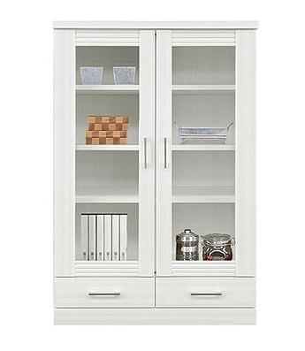 家具 本棚 書棚 幅80cm モダンデザイン ミドル 低め【ホワイト】