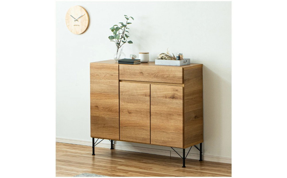 大川家具 幅105cm サイドボード リビング収納 キャビネット 大容量収納 扉収納