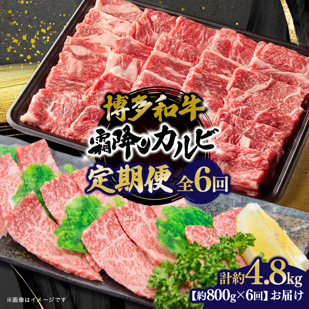 博多和牛 霜降りカルビ 全6回定期便 約800g×6回
