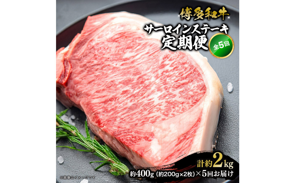 博多和牛 サーロインステーキ 定期便全5回 計約2kg(約400g(約200g×2枚)×5回)