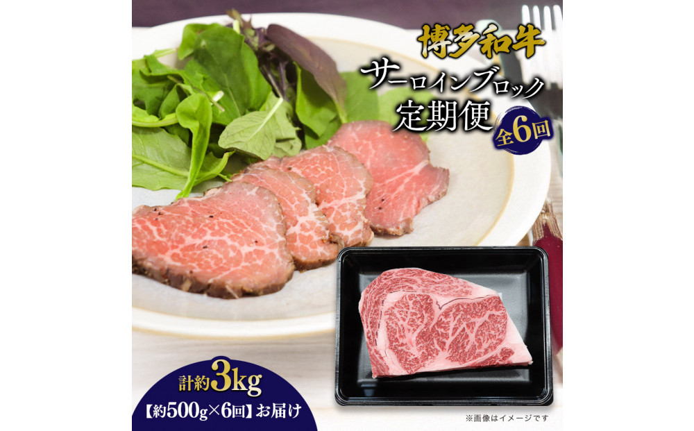 博多和牛 サーロインブロック 定期便全6回 計約3kg(約500g×6回)