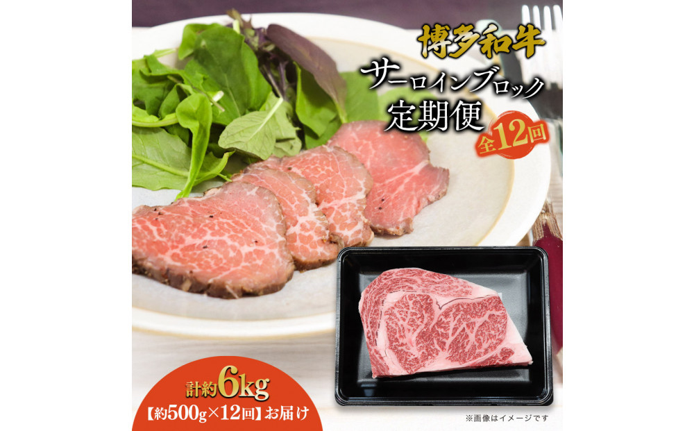 博多和牛 サーロインブロック 定期便全12回 計約6kg(約500g×12回)