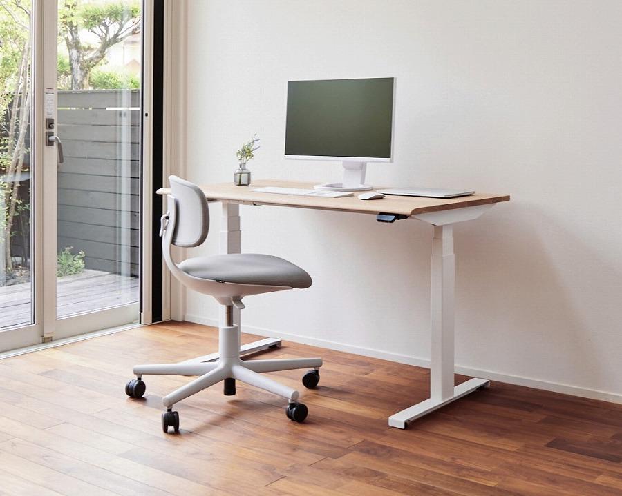 【幅120cm】【オーク】【配線トレー付】 電動昇降デスク 無垢材 パソコンデスク WAAKstandingPro