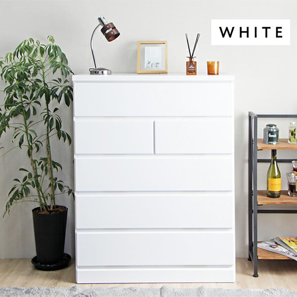 【完成品】ハイチェスト/幅90cm/ホワイト