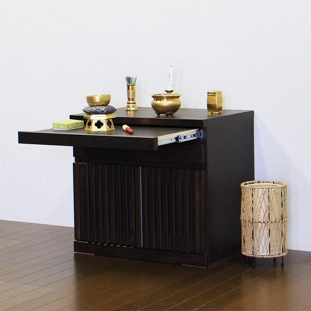 仏壇台 仏壇下台 お仏壇 大川家具 完成品 60cm 幅60cm ミニ仏壇 小型仏壇 日本製 AKBU-02-60L ブラウン