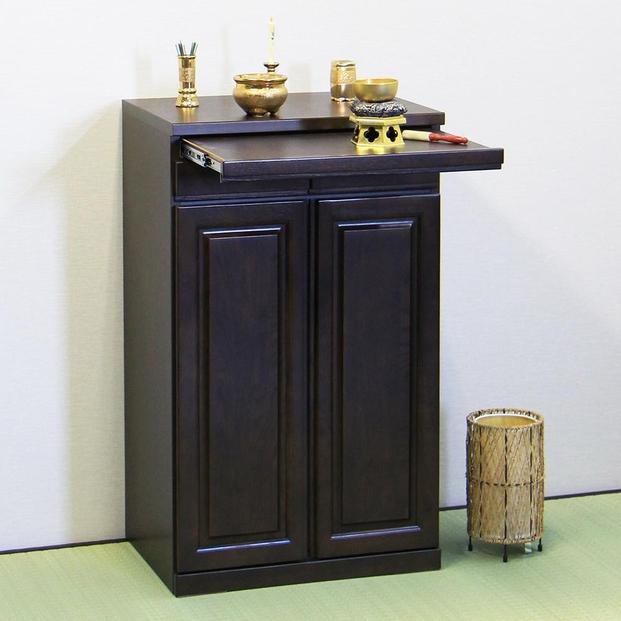 仏壇台 仏壇下台 お仏壇 大川家具 完成品 60cm 幅60cm ミニ仏壇 小型仏壇 日本製 AKBU-01-60H ブラウン