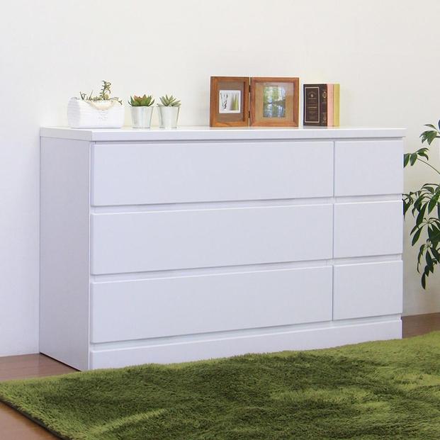 ローチェスト 完成品 タンス チェスト 箪笥 幅120cm 日本製 国産 120幅 3段 木製 CRCH-01-120L WH