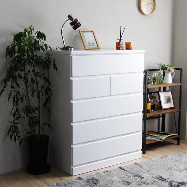 ハイチェスト 完成品 タンス チェスト 幅90cm 90幅 5段 衣類収納 木製 CRCH-01-90H-Z WH