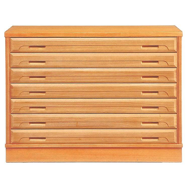 立花 105幅衣装タンス7段 ナチュラル チェスト タンス 国産 大川家具 完成品 天然木 大容量 桐 浮造り 着物 引戸 引き戸 スライド扉 収納 モダン 洋服