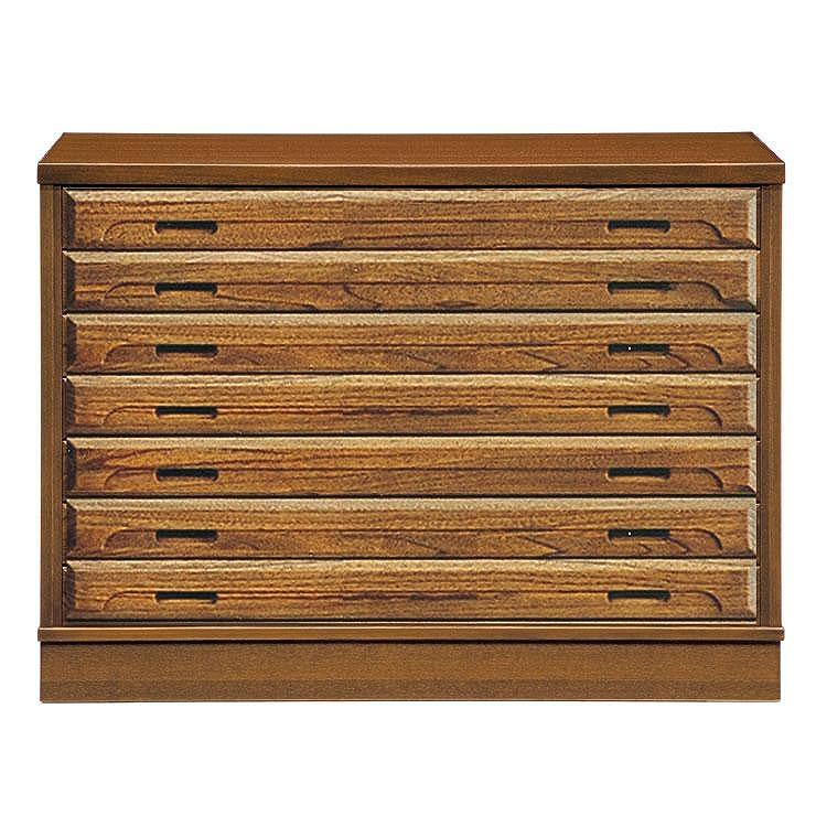 加賀 105幅衣装タンス7段 ブラウン チェスト タンス 国産 大川家具 完成品 天然木 大容量 桐 浮造り 着物 引戸 引き戸 スライド扉 収納 モダン 洋服