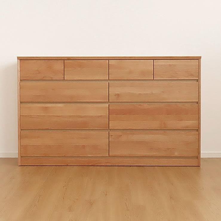 155幅 ローチェスト ナチュラル ベージュ シンプル チェスト タンス たんす アルダー材 天然木 国産 大川家具 完成品 大容量