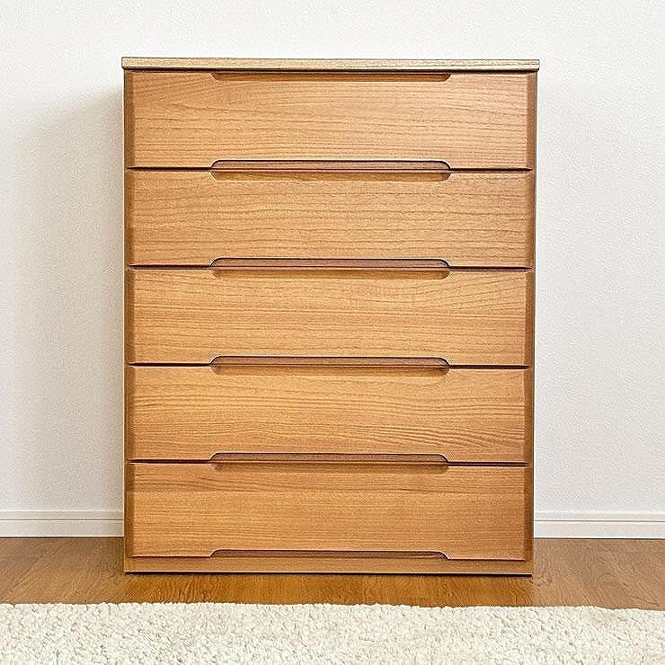 74幅5段 チェスト ナチュラル ベージュ 衣類 収納 チェスト タンス たんす 桐材 天然木 国産 大川家具 完成品 大容量