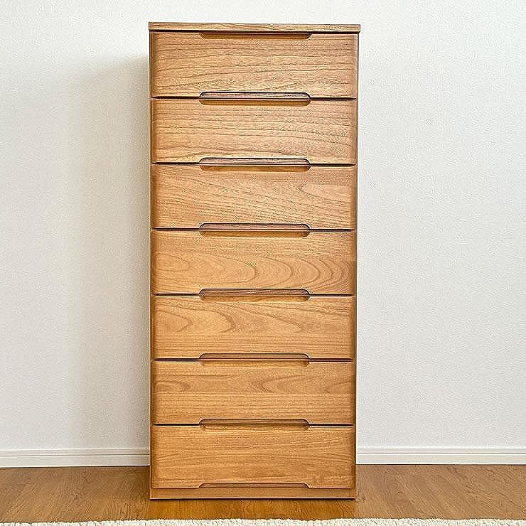 56幅7段 チェスト ナチュラル ベージュ 衣類 収納 チェスト タンス たんす 桐材 天然木 国産 大川家具 完成品 大容量