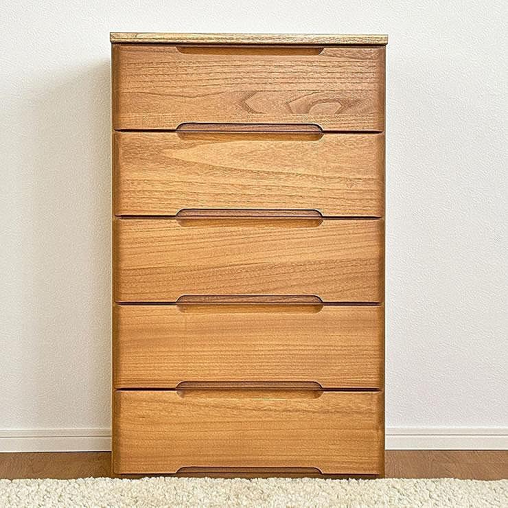 56幅5段 チェスト ナチュラル ベージュ 衣類 収納 チェスト タンス たんす 桐材 天然木 国産 大川家具 完成品 大容量