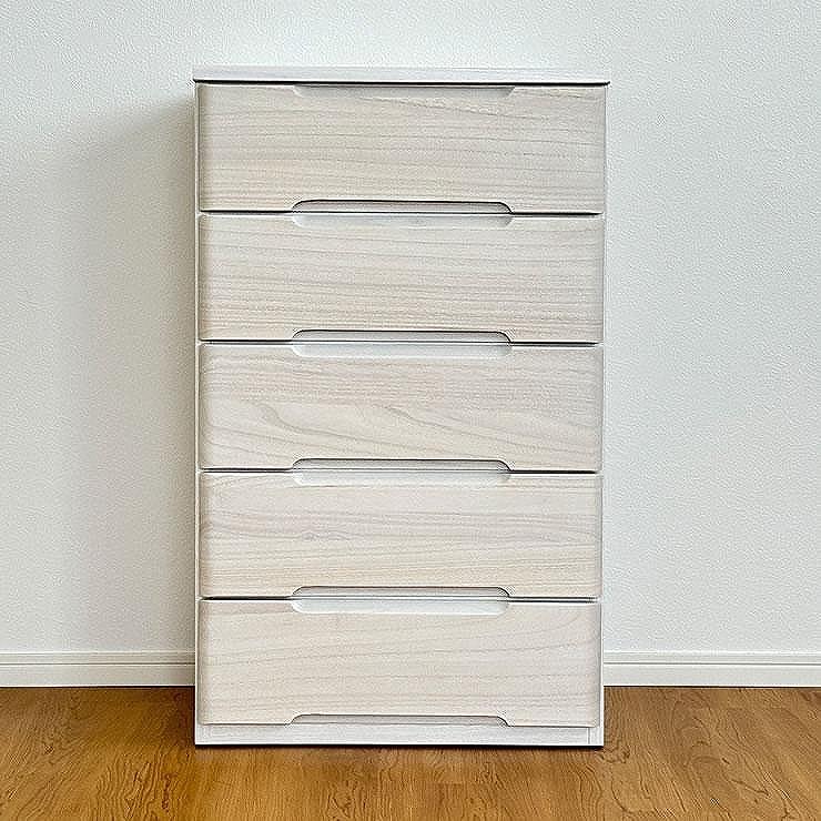 56幅5段 チェスト ホワイト 白 衣類 収納 チェスト タンス たんす 桐材 天然木 国産 大川家具 完成品 大容量