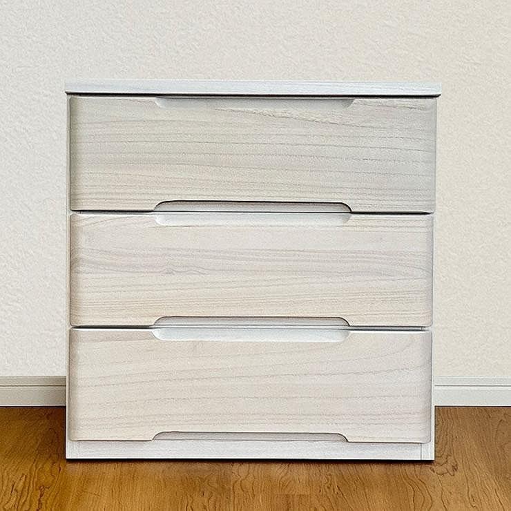 56幅3段 チェスト ホワイト 白 衣類 収納 チェスト タンス たんす 桐材 天然木 国産 大川家具 完成品 大容量