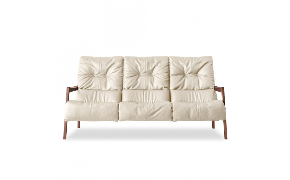 【開梱設置】MARUSHO モルビド 本革 3人掛けソファ アイボリー ハイバック 無垢 ソファ 3P 3人掛け ソファー デザイナーズ 和モダン 牛革 天然木 レザー 日本製 大川家具 丸庄 リビング 本革ソファ デザイナーズ おしゃれ