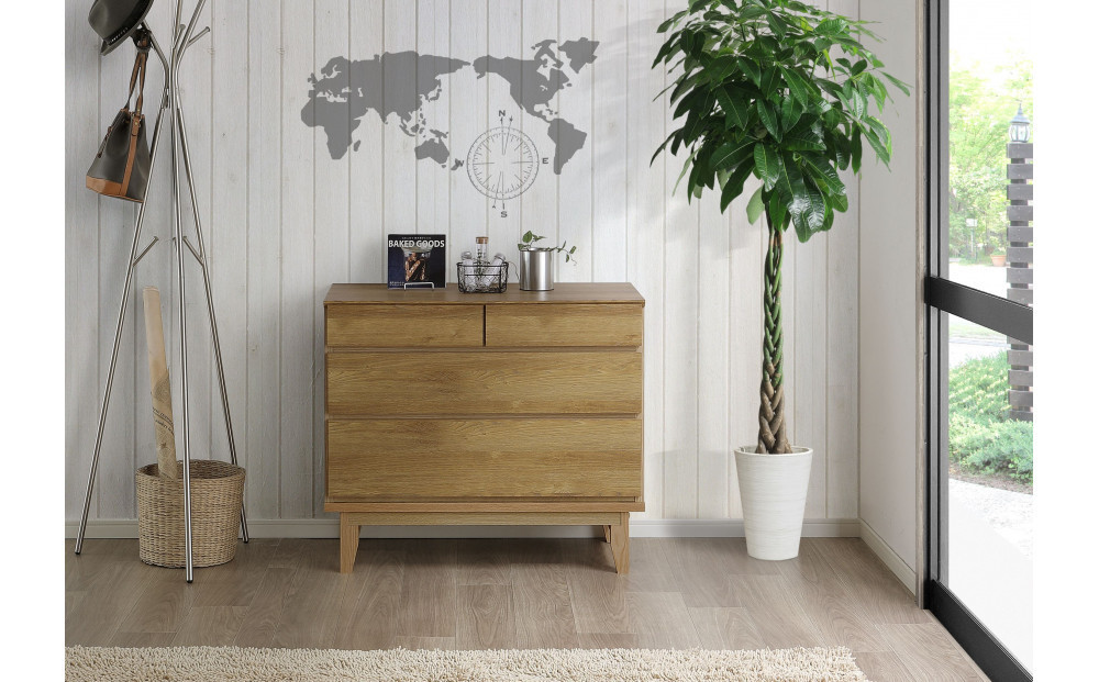 【レッドオーク】大川家具 幅90cm 3段 チェスト  -ramsey-ラムジー