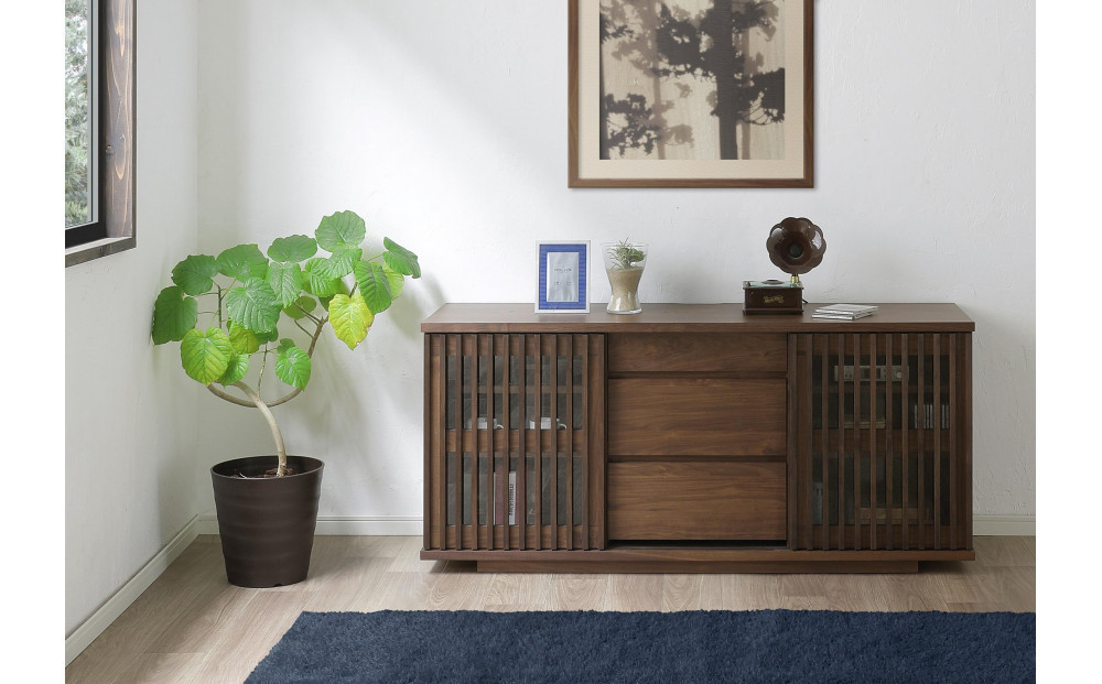 【ウォールナット】大川家具 幅150cm サイドボード  -value-バリュー