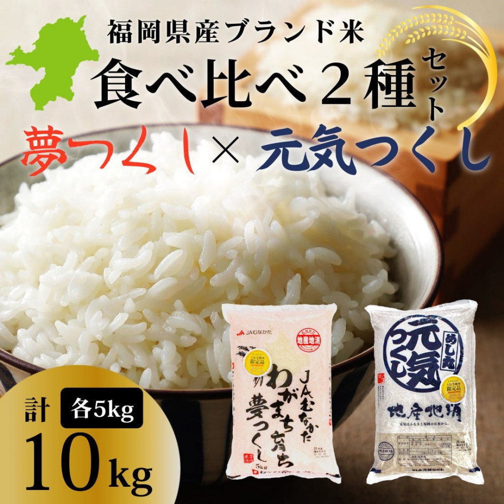 新米！！令和7年産 福岡県産米 食べ比べセット(夢つくし・元気つくし) 合計10kg (各5kg×1袋ずつ)