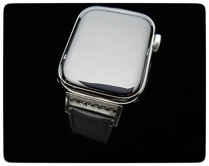 CN-010_Apple Watch専用シルバー925製チャーム_sevenstone(Black Diamond)&ラバーバンド