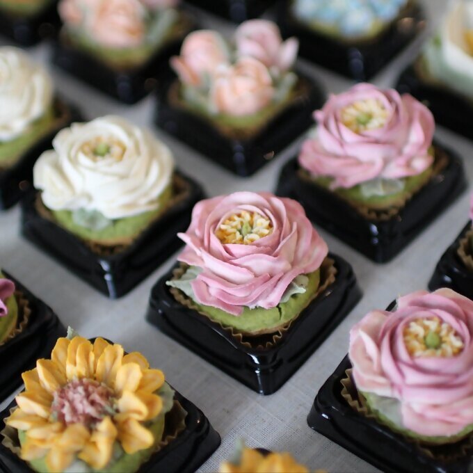 DC-001_あんフラワークッキー15個入り　食べられるお花！あんこのお花！【風呂敷ラッピング】　和菓子