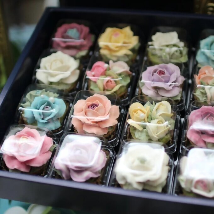 DC-004_あんフラワークッキー(全部バラ)20個入り　食べられるお花！あんこのお花！ 【風呂敷ラッピング】和菓子