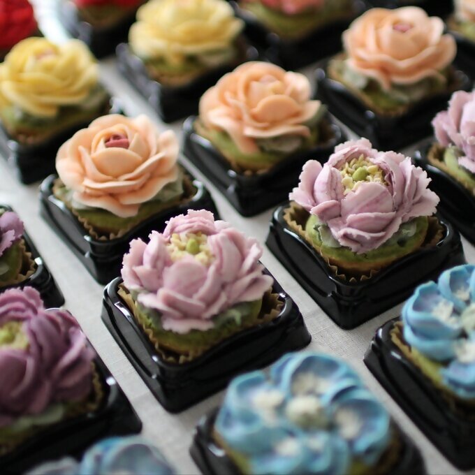 DC-006_あんフラワークッキー9個入り　食べられるお花！あんこのお花！　【風呂敷ラッピング】和菓子