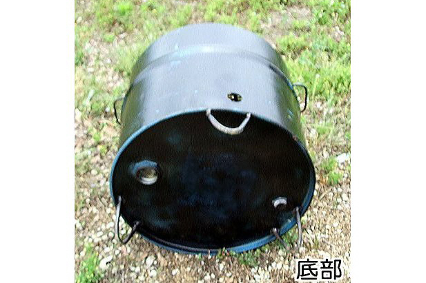 BP-005 【自社製】ドラム缶バーベキューコンロ丸型・3点セット（丸網、丸鉄板付き）