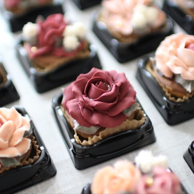 DC-009_ビンテージ風あんフラワークッキー9個入り　フラワータルト 食べられるお花！あんこのお花！【風呂敷ラッピング】和菓子