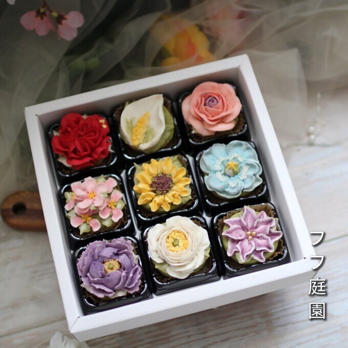 DC-006_あんフラワークッキー9個入り　食べられるお花！あんこのお花！　【風呂敷ラッピング】和菓子