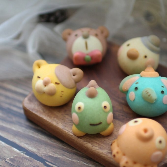 DC-013_ベイビー どうぶつまんじゅう＆あんフラワークッキー 食べられるお花！あんこのお花！【風呂敷ラッピング】　和菓子（計20個）