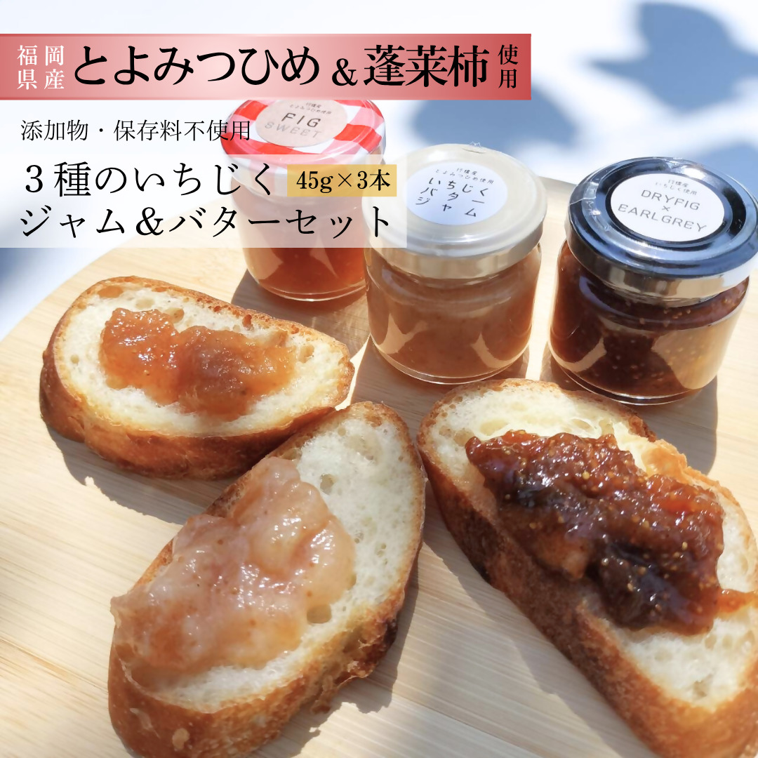 DD-008_行橋産いちじく　3種のいちじくジャム＆バターセット　ミニジャム45g×3種　おためしに最適