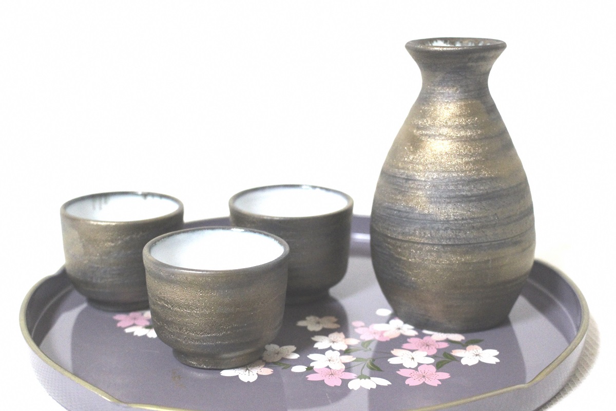 AI-030 ブロンズ釉・徳利１個とぐい呑３個のセット