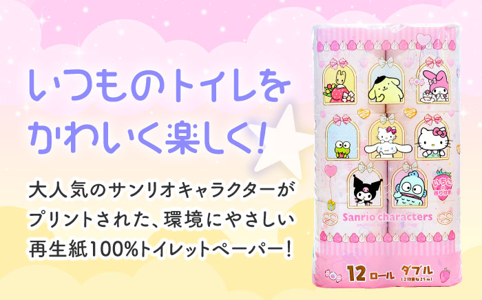 【全6回定期便】トイレットペーパー サンリオ ダブル 25m 12ロール×8パック《豊前市》【大分製紙】プリント キャラクター [VAA035] 通常配送（北海道・沖縄・離島を除く）
