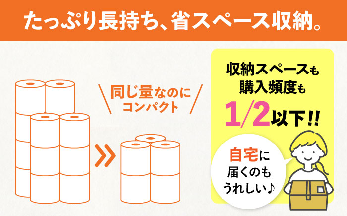 【全6回定期便】トイレットペーパー ダブル 24ロール 長巻き 65m (6ロール×4パック) 宅配 エコワンタッチ コアレス《豊前市》【大分製紙】 [VAA056] 通常配送（北海道・沖縄・離島を除く）