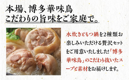 【全12回定期便】博多華味鳥 水炊き＆もつ鍋 セット 6~8人前 《豊前市》【トリゼンフーズ】博多 福岡 鍋 鶏 水たき みずたき もつ もつ鍋 [VAC020]