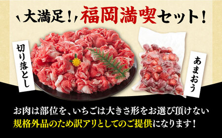 【訳あり】博多和牛 切り落とし 500g & 冷凍あまおう 800g セット《豊前市》【MEAT PLUS】肉 牛肉 バラ 牛肩 いちご あまおう A4 [VBB015]