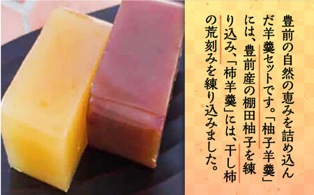 【全12回定期便】【進物箱】柚子羊羹&柿羊羹 2本入り《豊前市》【武蔵屋】お中元 ギフト 贈り物 和菓子 饅 [VBU028]