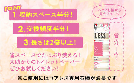 【全12回定期便】【細穴タイプ】トイレットペーパー ダブル 長巻き 65m 6ロール×8パック エコ コアレス 《豊前市》【大分製紙】 [VAA045] 通常配送（北海道・沖縄・離島を除く）