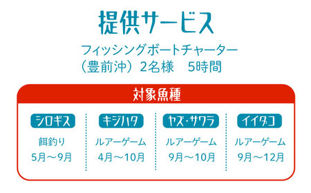 フィッシングボートチャーター　5時間 2名様 乗船券《豊前市》【アクアトレック】釣り 海 体験 魚釣り フィッシング [VCV001]