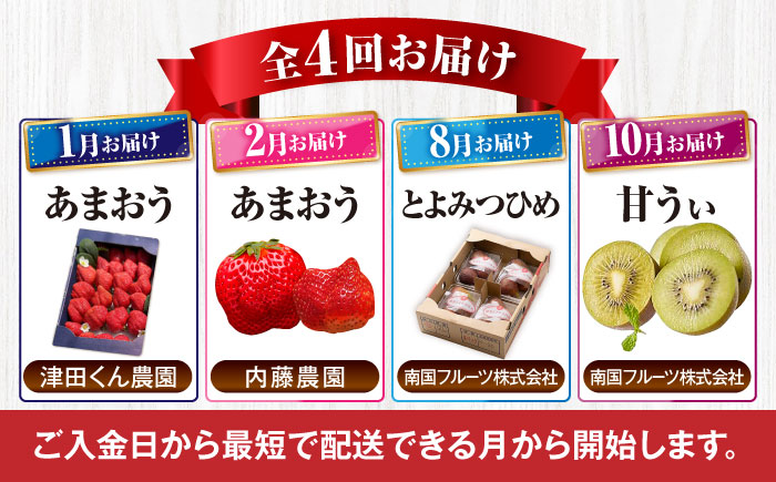 【全4回定期便】フルーツ定期便 6万円コース(あまおう2種＆いちじく＆キウイ) 《豊前市》【豊前市定期便】 [VZZ017]