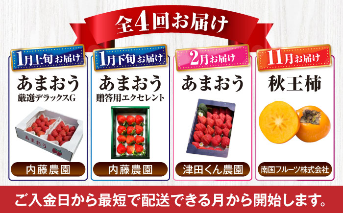 【全4回定期便】フルーツ定期便 7万円コース (あまおう3種＆柿) 《豊前市》【豊前市定期便】 [VZZ019]