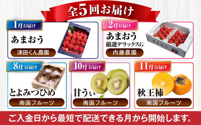 【全5回定期便】フルーツ定期便 8万5千円コース(あまおう2種＆いちじく＆キウイ＆柿) 《豊前市》【豊前市定期便】 [VZZ022]