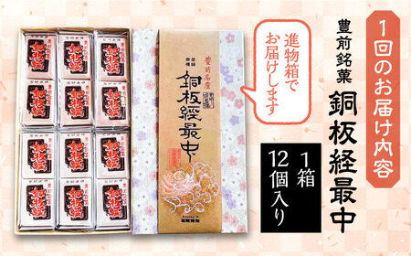【全6回定期便】【進物箱】銅板経最中 12個入り《豊前市》【武蔵屋】お中元 ギフト 贈り物 和菓子 饅頭 [VBU012]
