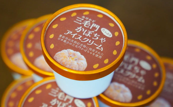 三毛門かぼちゃアイスクリーム《豊前》 【三毛門南瓜保存会】アイス　アイスクリーム　あいす　かぼちゃ　南瓜　三毛門かぼちゃ　三毛門南瓜 [VDF003]