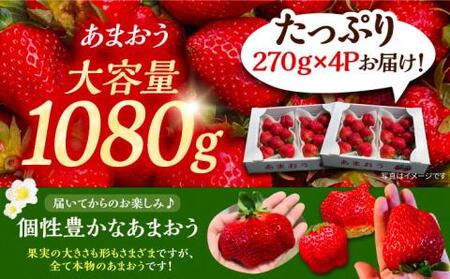 【先行予約】【2月-4月発送】農家直送 あまおう 1080g （270g以上 × 4 パック） 土耕栽培《豊前市》【内藤農園】果物 いちご [VAB002]