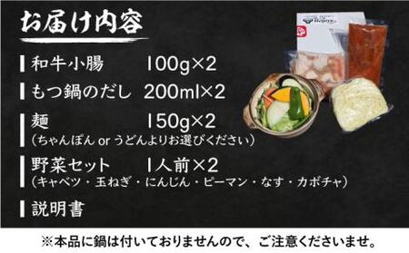 新元祖味噌もつ鍋 ひとり鍋 セット ×2個 ( ちゃんぽん or うどん + 野菜 )【平壌屋】《豊前市》国産牛 ホルモン もつ鍋 鍋 [VAH043] ちゃんぽん