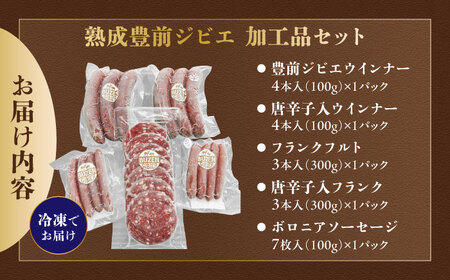 工場直送 ・ 鮮度良 (熟成ジビエ肉) 加工品セット 《豊前市》【豊前ジビエセンター】 サラミ 加工肉 ウインナー ウィンナー ソーセージ 新鮮 ジビエ肉 [VAM011]